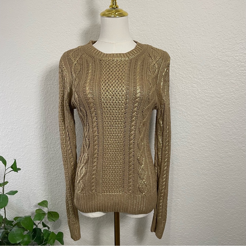 MICHAEL Michael Kors Metallic Cable Knit Sweater – Women’s Small
